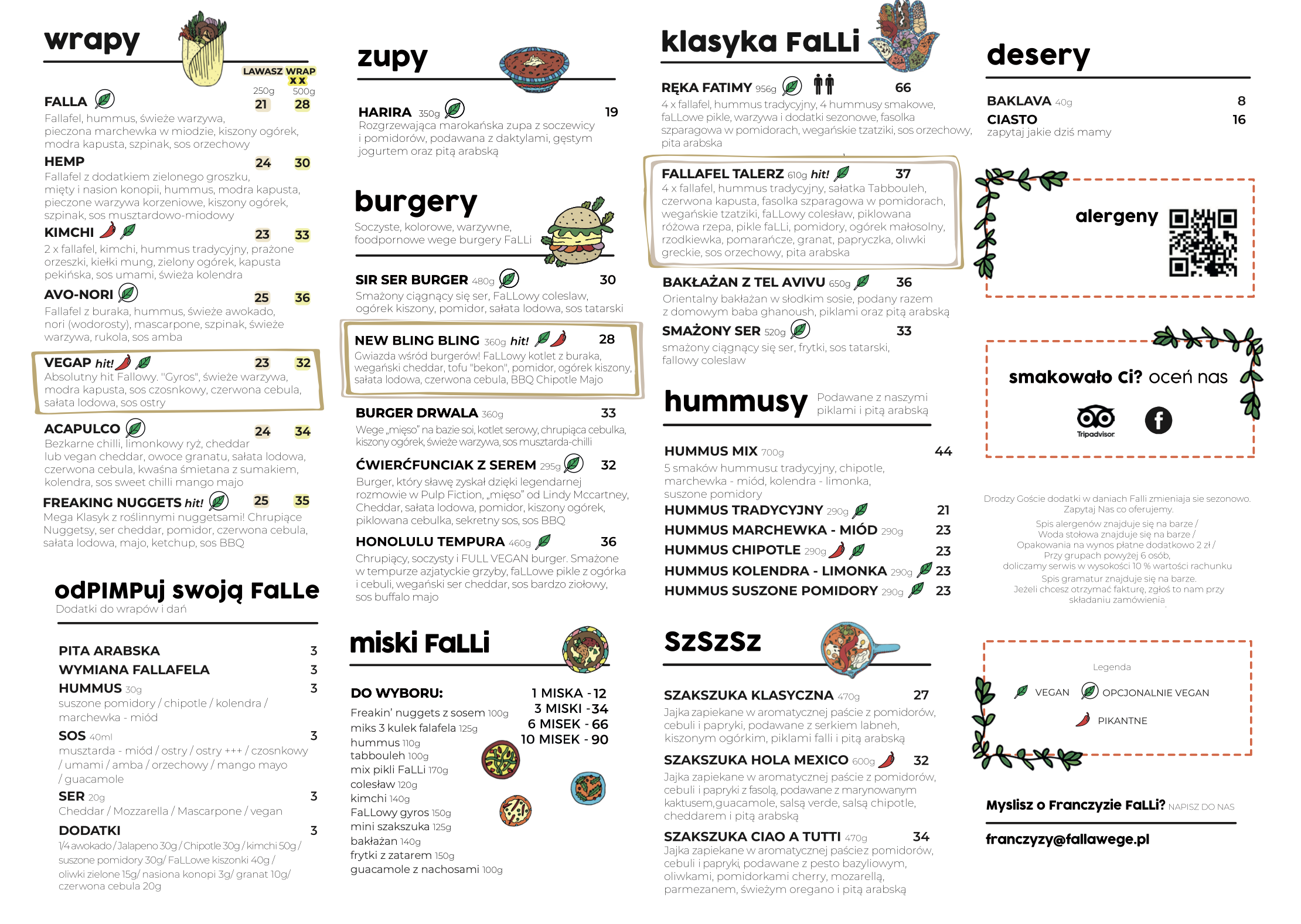 Falla Wrocław menu