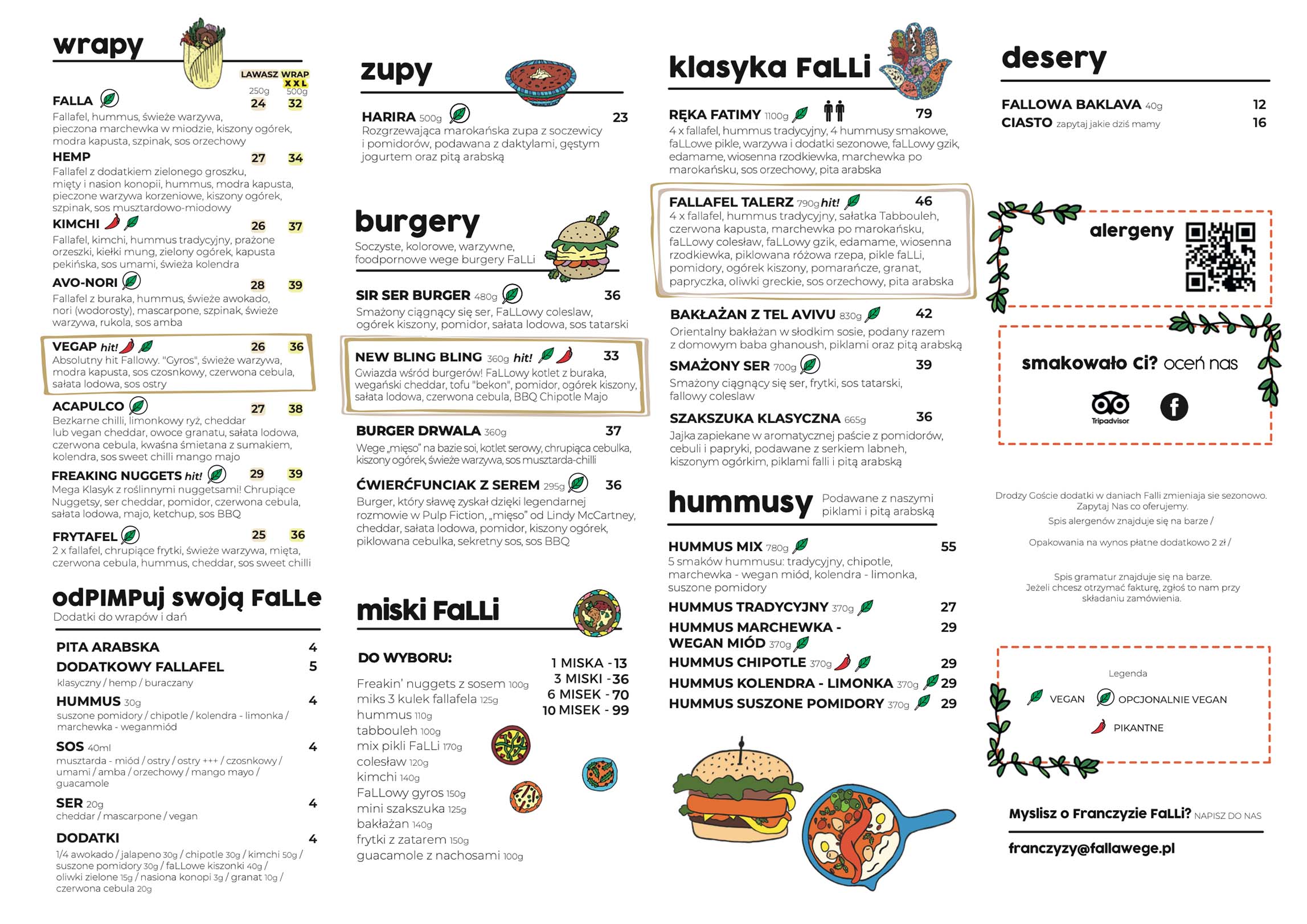 Falla Katowice menu